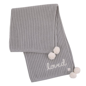 Ever & Ever Loved Gray Chenille Super Soft Pom Pom Baby Blanket with Embroidery