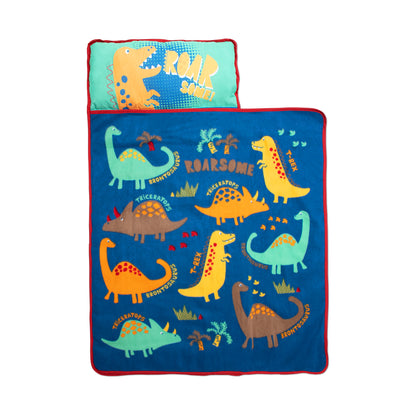 NoJo Dinosaurs Toddler Nap Mat - Includes Attached Pillow and Fleece Blanket