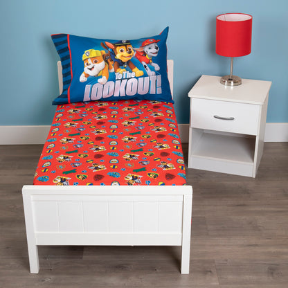 NoJo Paw Patrol 2 Piece Toddler Sheet Set - Includes a Fitted Sheet and Reversible Pillowcase