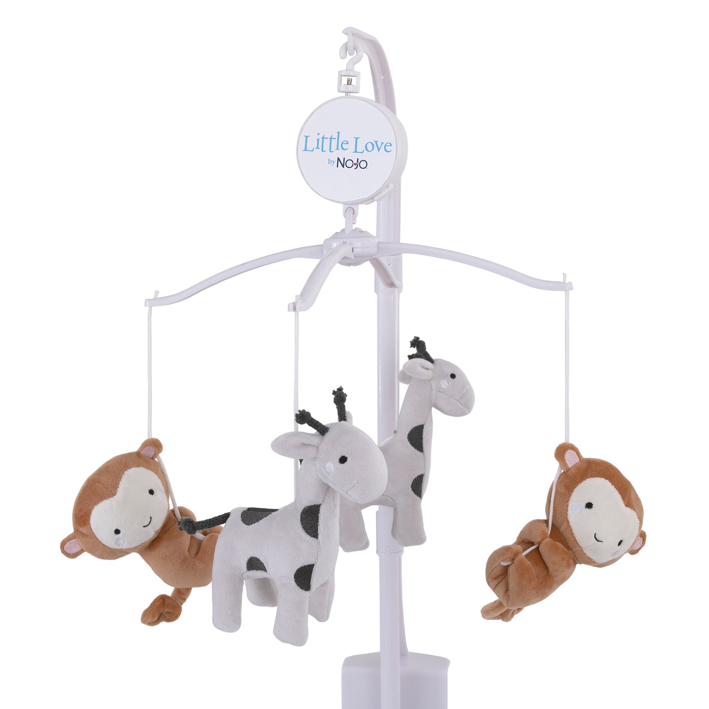 Little Love by NoJo Jungle Ride Grey and Tan Plush Monkey and Giraffe Musical Mobile