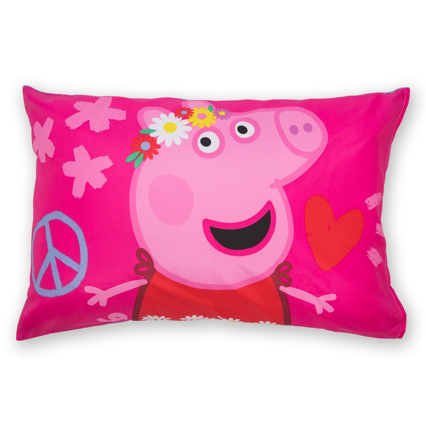 NoJo Peppa Pig 4 Piece Toddler Bed Set - Includes Comforter, Fitted Bottom Sheet, Flat Top Sheet, Reversible Pillowcase