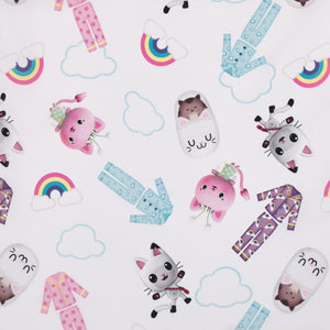 DreamWorks Gabby's Dollhouse Dream It Up Pink, Aqua, and Purple PJ's Preschool Nap Pad Sheet