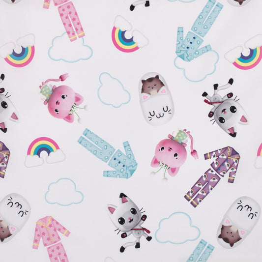 DreamWorks Gabby's Dollhouse Dream It Up Pink, Aqua, and Purple PJ's Preschool Nap Pad Sheet