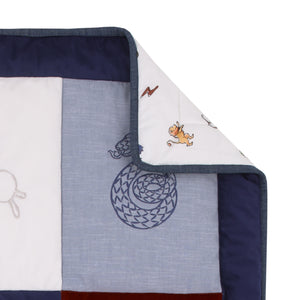 Warner Bros  Harry Potter Welcome Little Wizard Navy, Burgundy, Denim Blue and White, Appliqued 3 Piece Crib Bedding Set - Comforter, Fitted Crib Sheet, and Crib Skirt