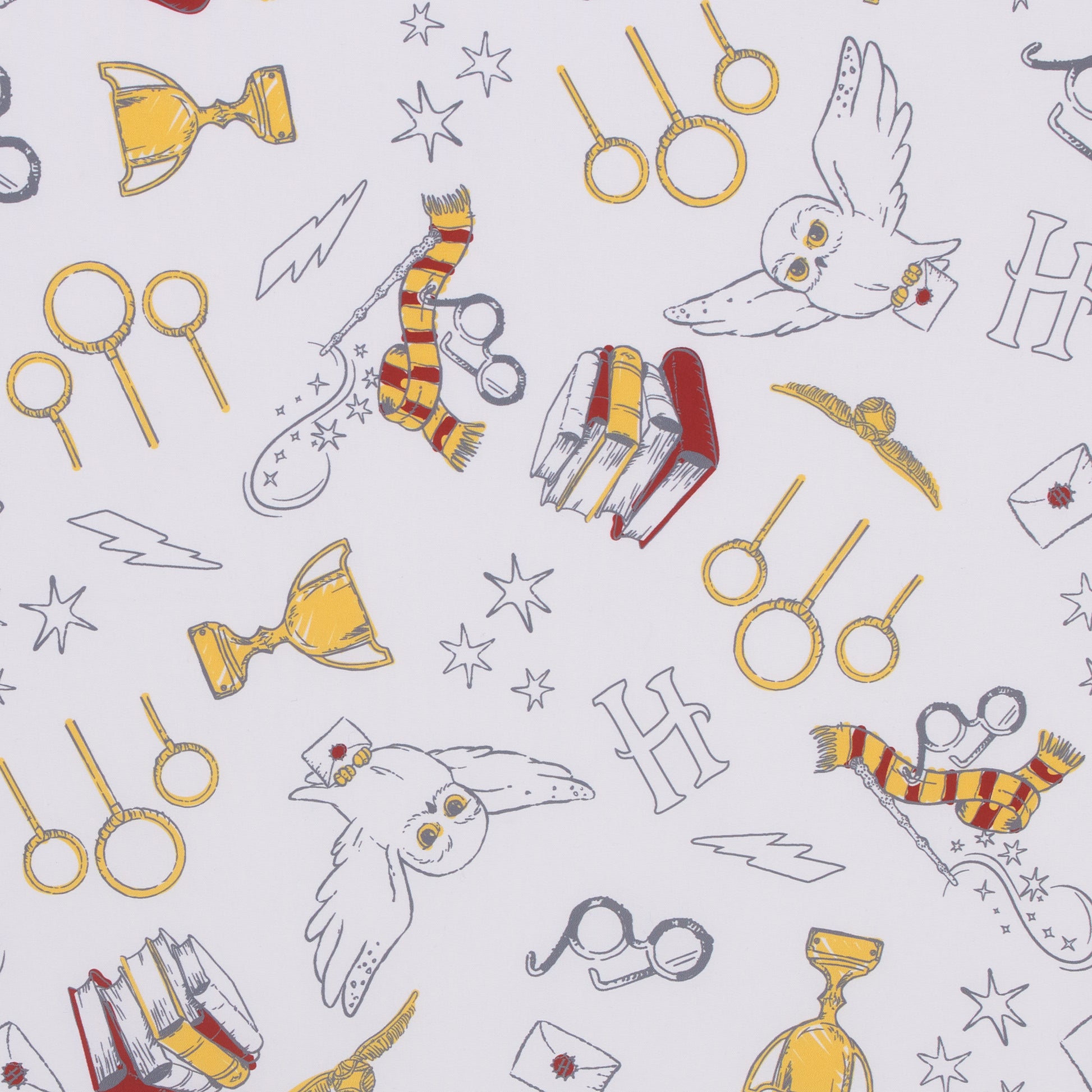 NoJo Warner Bros Harry Potter White, Gold, and Red Hogwarts Icons Nursery Fitted Crib Sheet