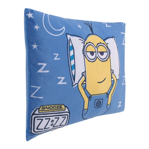 NoJo Illumination Lazy Minions Club Blue, Yellow, and White Snooze Toddler Pillow