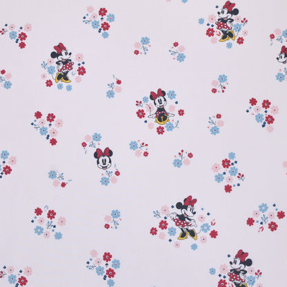Disney Minnie Mouse - Pink, Blue and White Small Town Floral Nursery Fitted Mini Crib Sheet