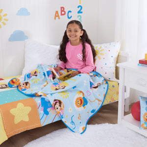 Ms. Rachel Happy Patchwork Toddler Blanket, Blue