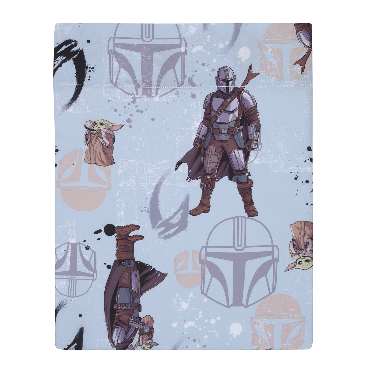 Star Wars The Mandalorian Grey, Tan and Blue 4 Piece Toddler Bed Set - Comforter, Fitted Bottom Sheet, Flat Top Sheet, and Reversible Pillowcase