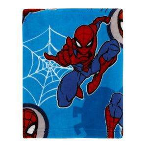 Marvel Spider-Man Wall Crawler Red, White, and Blue Spider Webs Toddler Blanket