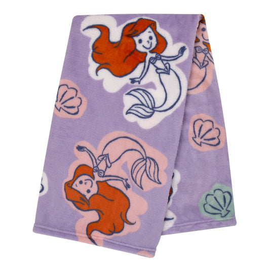 Disney The Little Mermaid Orange, Lavender, Aqua and White Ariel Super Soft Baby Blanket