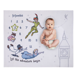 Disney Peter Pan White Let The Adventure Begin Super Soft Photo Op Milestone Baby Blanket