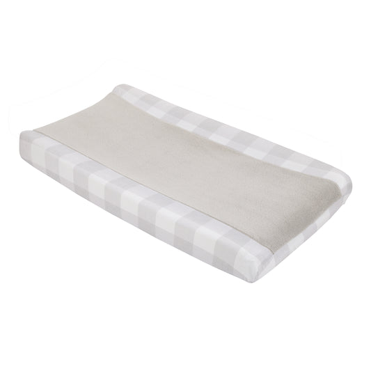Rustic Farmhouse Super Soft Gray and White Buffalo Check Changing Pad Cover