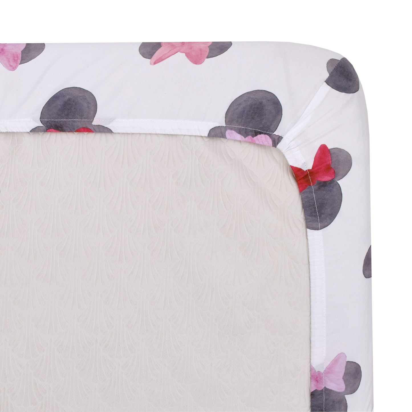 Disney Minnie Mouse - Black, Red and Pink Watercolor Minnie Ears Nursery Fitted Crib Sheet