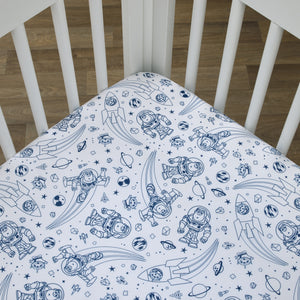 NoJo Disney Toy Story Outta This World Blue and White Nursery Fitted Crib Sheet