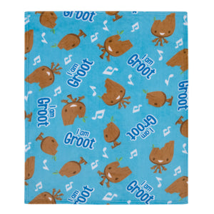 Marvel I Am Groot Blue and Brown Super Soft Baby Blanket