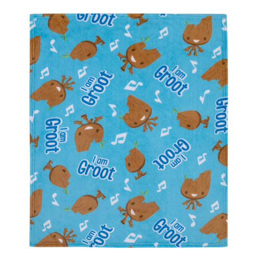 Marvel I Am Groot Blue and Brown Super Soft Baby Blanket