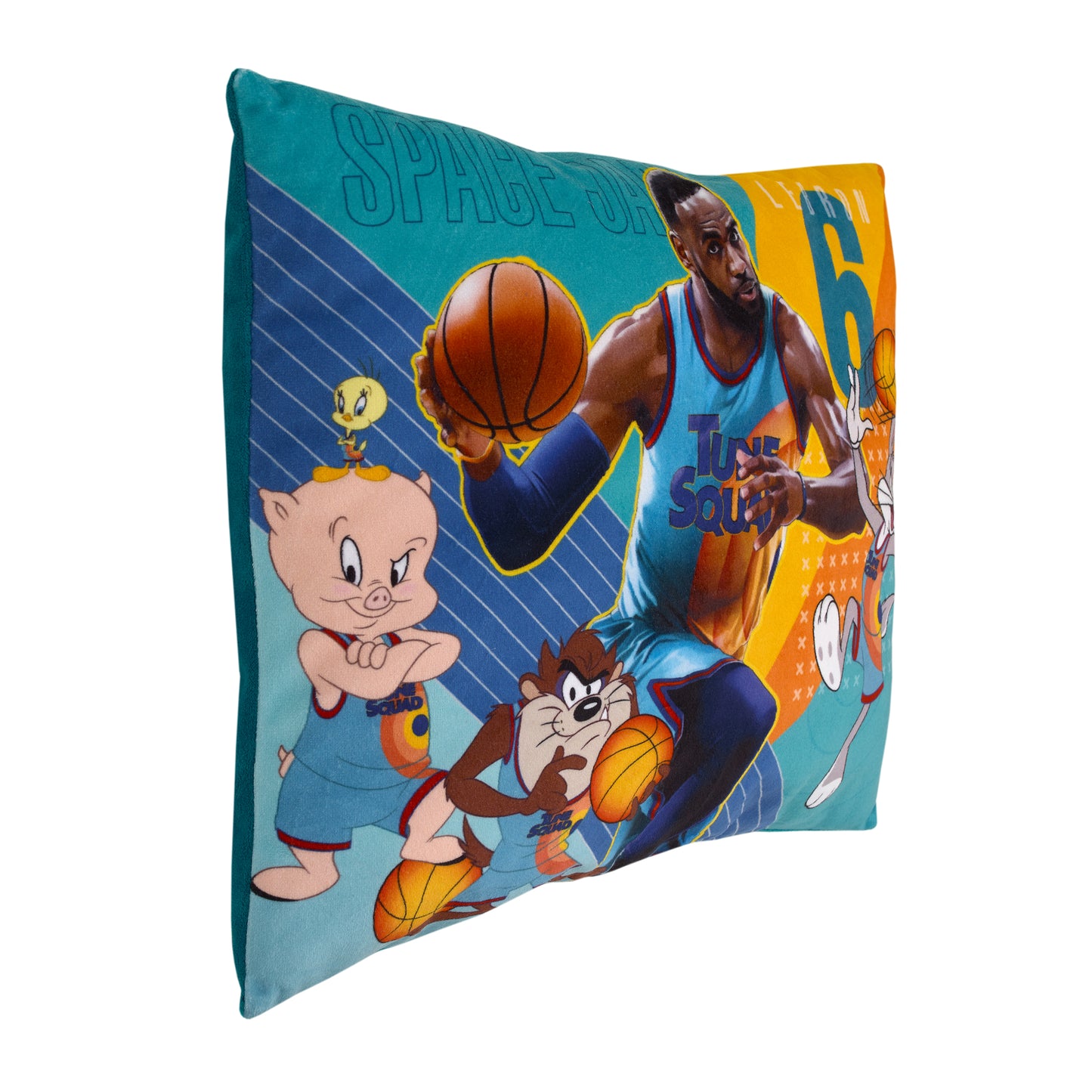 Warner Brothers Space Jam Blue, Orange and Teal Looney Tunes Super Soft Decorative Throw Pillow