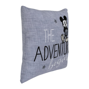 Disney Mickey Mouse - Call Me Mickey Blue and White The Adventure Begins Decorative Throw Pillow