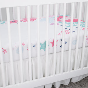 Disney The Little Mermaid Ariel - Coral, Aqua and White Photo Op Fitted Crib Sheet