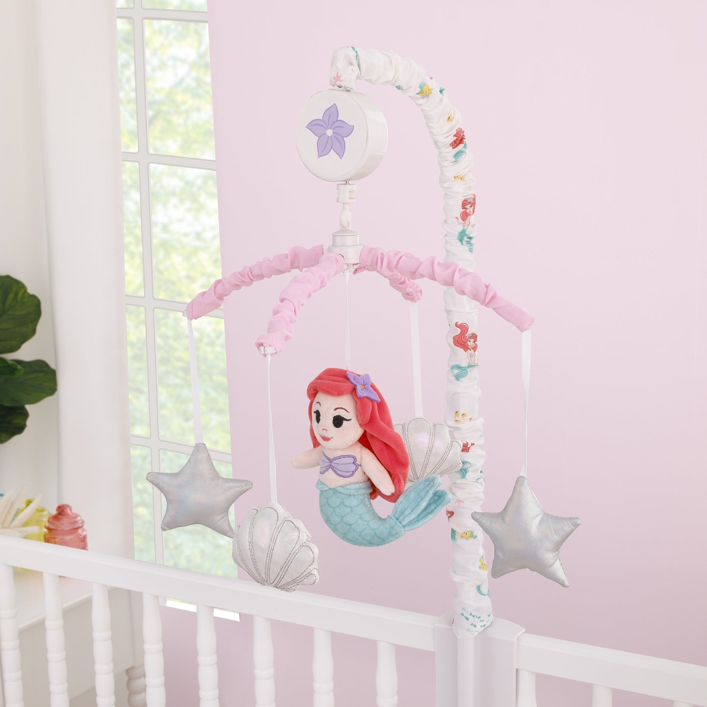 Disney Ariel Watercolor Wishes Aqua, Pink and Orange, Seashells and Starfish Musical Mobile