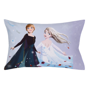Disney Frozen Winter Cheer Lavender, Aqua and White Anna, Elsa and Olaf 2 Piece Toddler Sheet Set - Fitted Bottom Sheet and Reversible Pillowcase