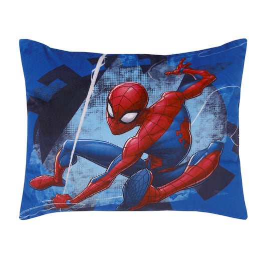 Marvel Spiderman to the Rescue Blue and Red Plush Toddler Pillow