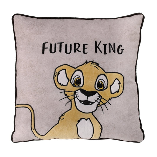 Lion King Taupe and Gold Simba Future King Embroidered Decorative Pillow