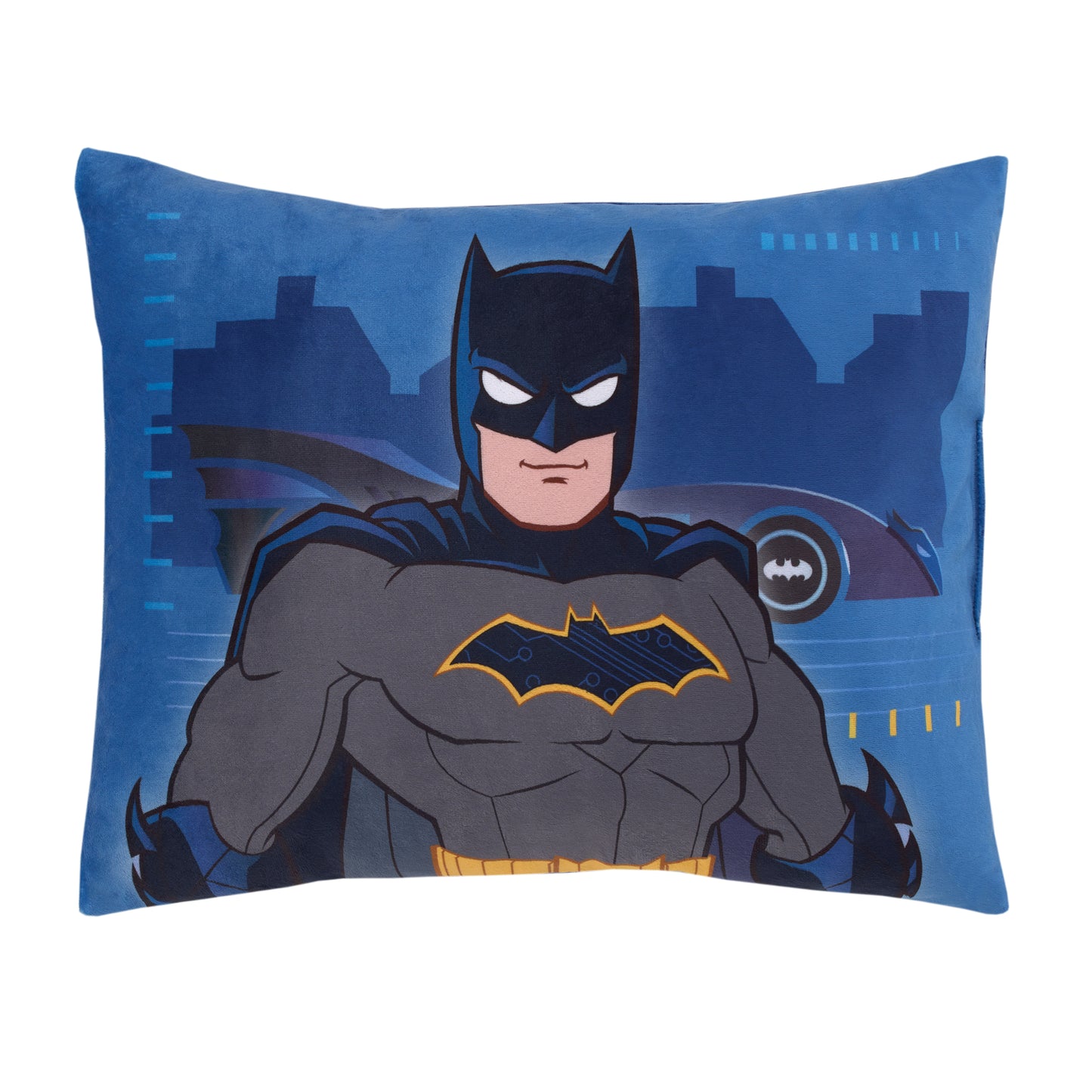 Warner Brothers Batman The Caped Crusader Navy, Gray and Yellow Decorative Toddler Pillow