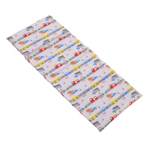 Construction, Bus, Truck, and Car Red, Yellow, and Blue Preschool Nap Pad Sheet