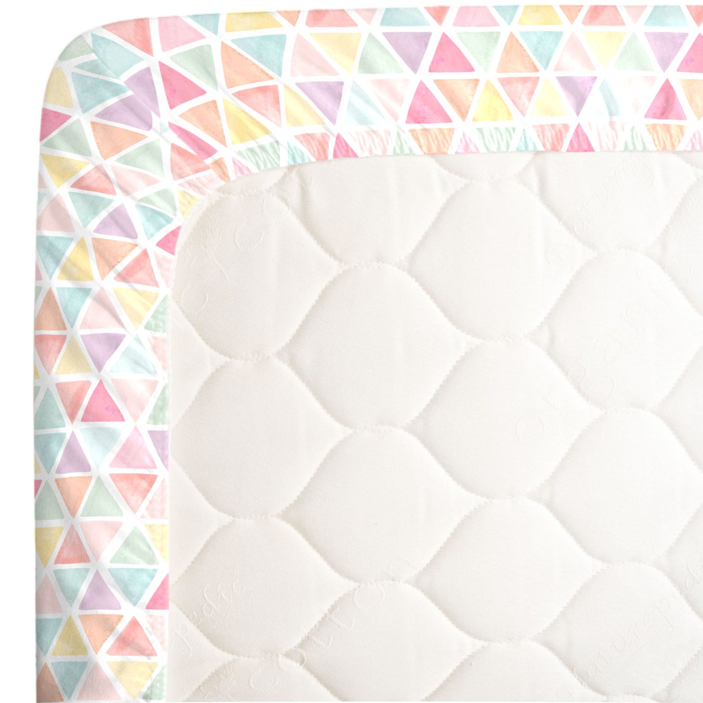 NoJo Watercolor Rainbow Mosaic Pink, Lavender, Aqua and Yellow Super Soft Fitted Mini Crib Sheet