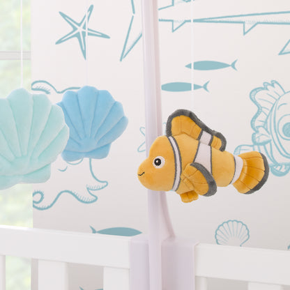 Disney Finding Nemo Cutest Little Catch Light Blue, and Orange Plush Nemo and Seashells Musical Mobile