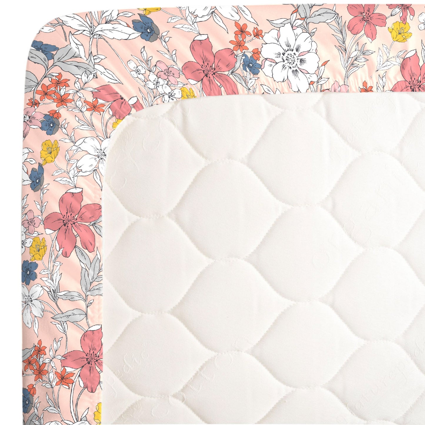 NoJo Happy Pink and White Floral Super Soft Fitted Mini Crib Sheet