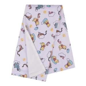 Winnie the Pooh So Loved Yellow, Aqua, and White Deluxe Reversible Super Soft Baby Blanket