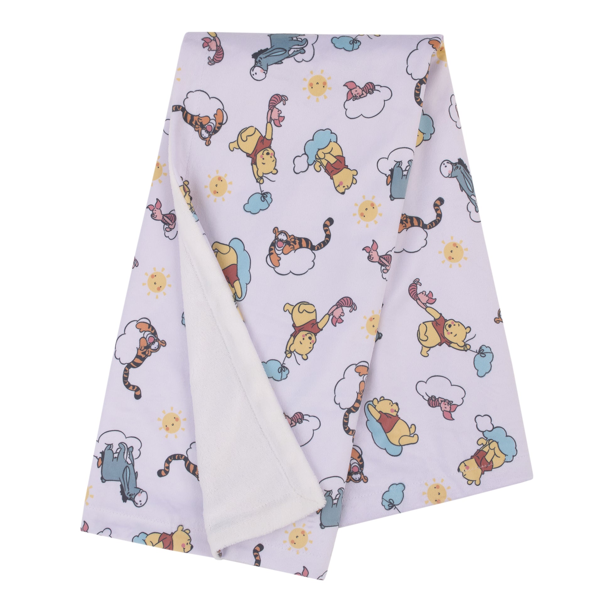 Winnie the Pooh So Loved Yellow, Aqua, and White Deluxe Reversible Super Soft Baby Blanket