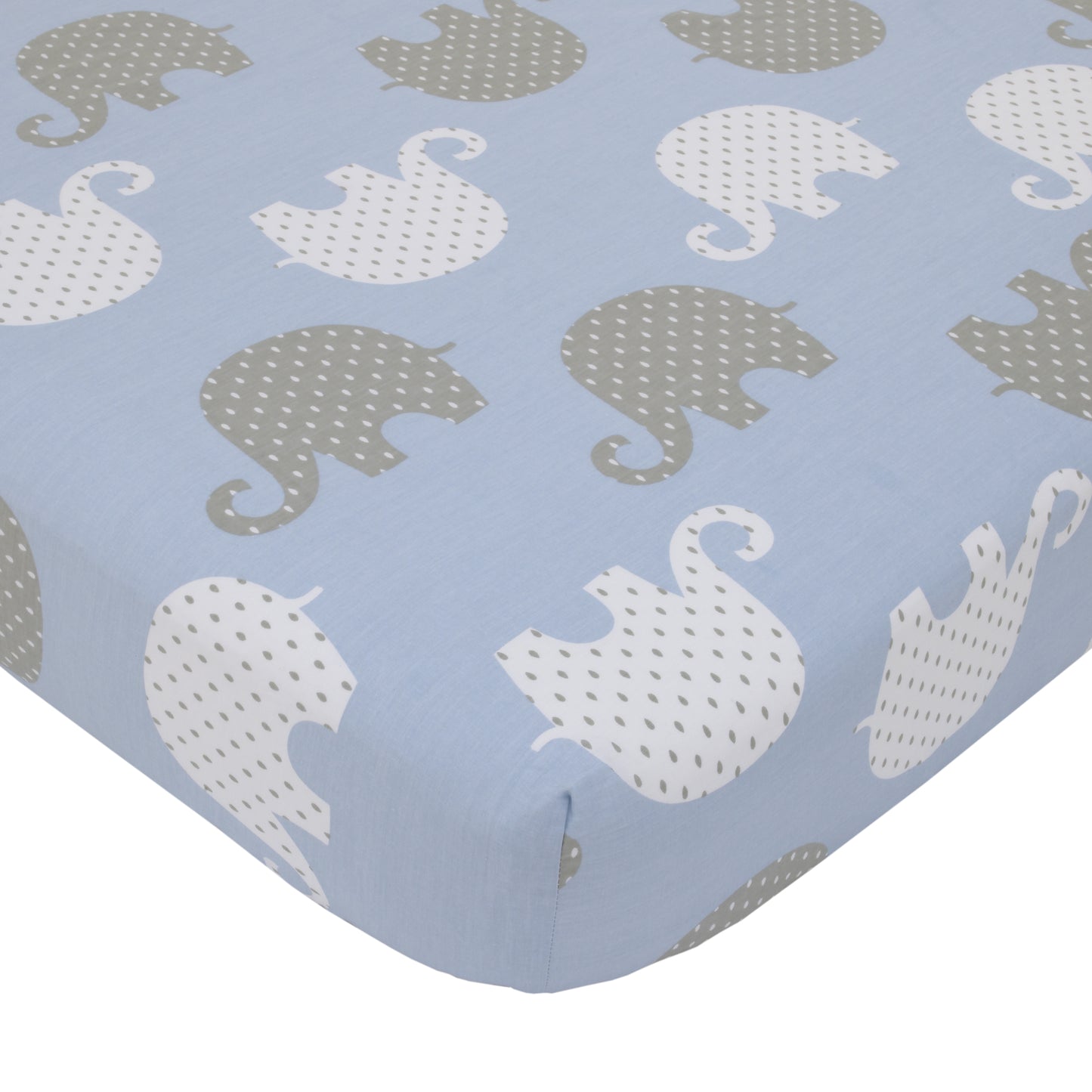 NoJo Dreamer Elephant Blue, Grey 8 Piece Nursery Crib Bedding Set