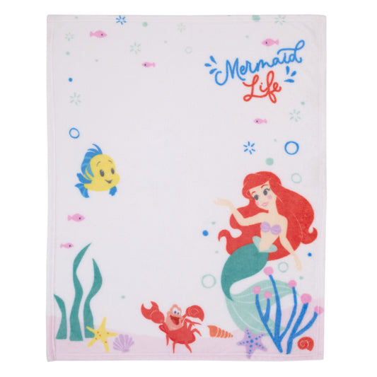Ariel The Little Mermaid White Mermaid Life Super Soft Photo Op Baby Blanket