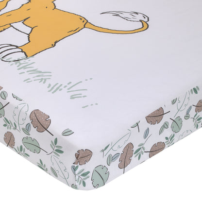 Disney Lion King Teal, Sage, White and Gold Simba Future King Cotton Photo Op Fitted Crib Sheet