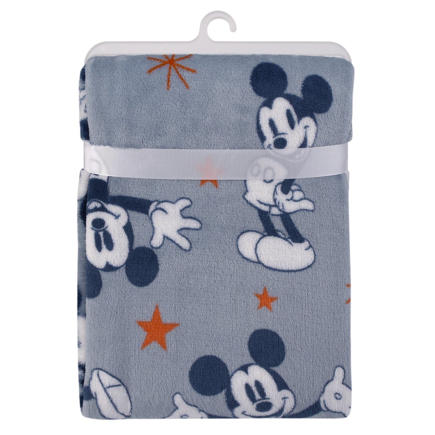 Disney Mickey Mouse Gray, Navy, White and Red Stars Super Soft Baby Blanket