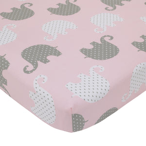 NoJo The Dreamer Pink and Grey Elephant 8 Piece Nursery Crib Bedding Set