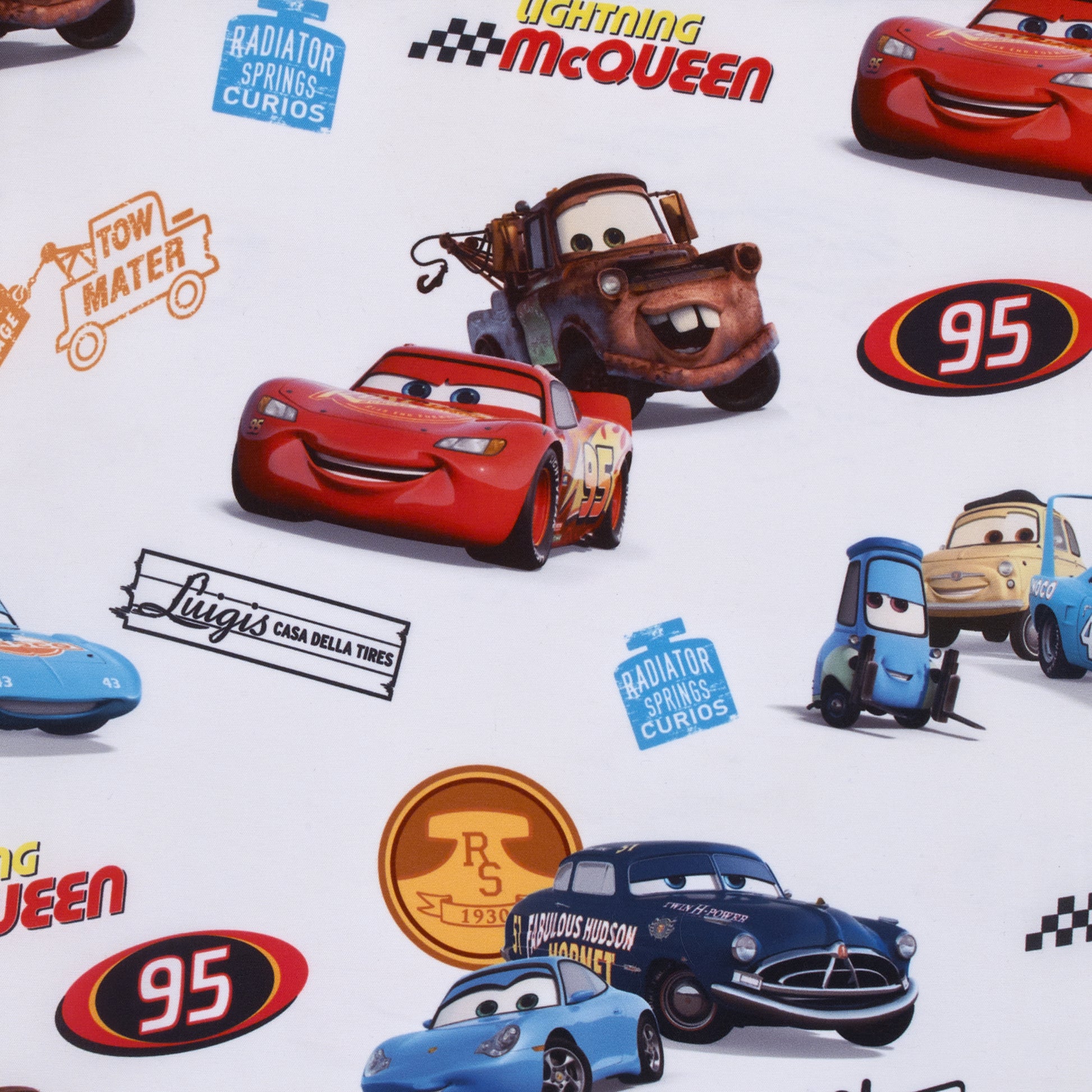 Cars Radiator Springs White, Blue, and Red Lightning McQueen and Tow-Mater Preschool Nap Pad Sheet
