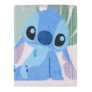 Disney Stitch Ohana Means Family Blue, Green, and White Super Soft Photo Op Baby Blanket