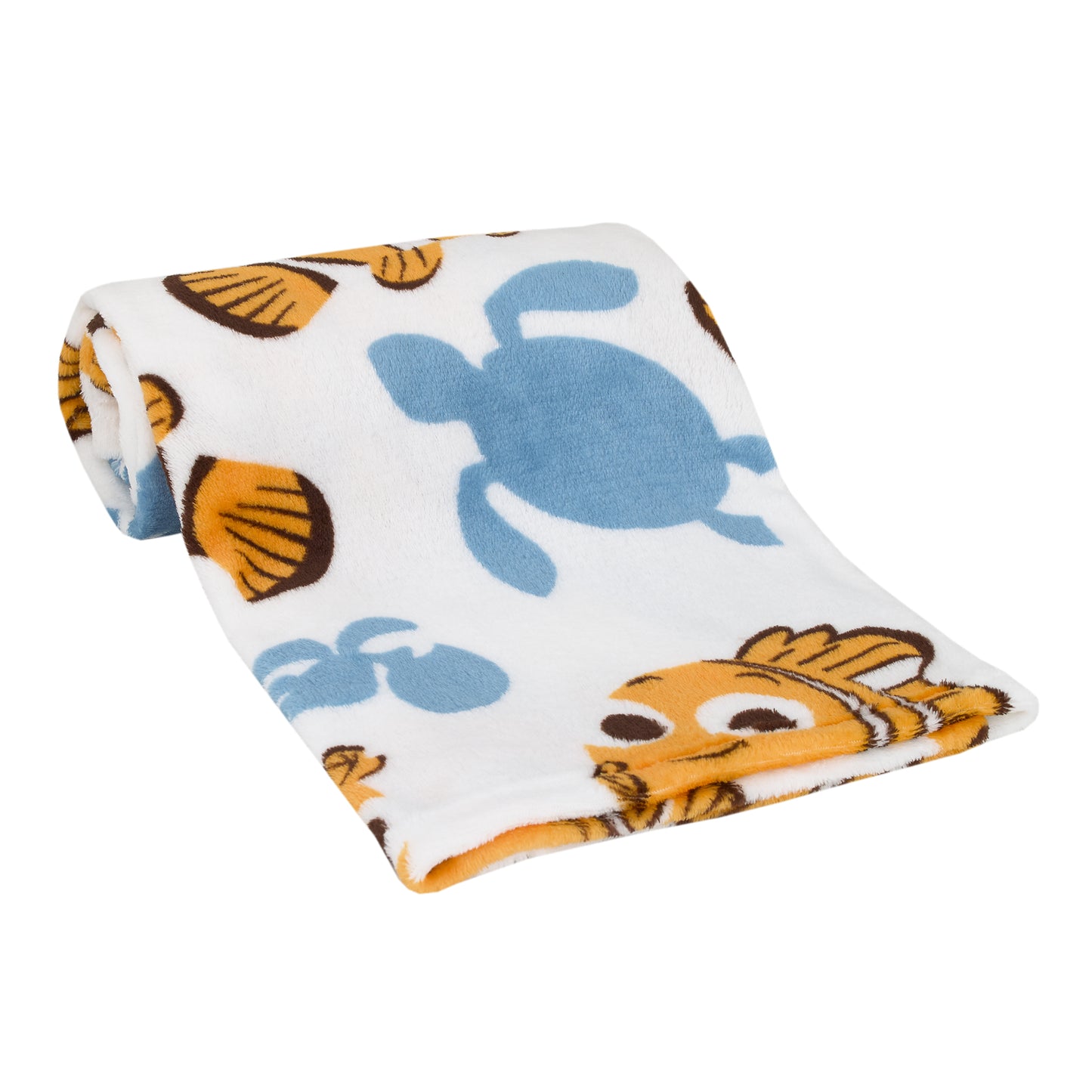 Disney Finding Nemo Orange, Aqua and White Crush and Squirt Turtle Super Soft Baby Blanket