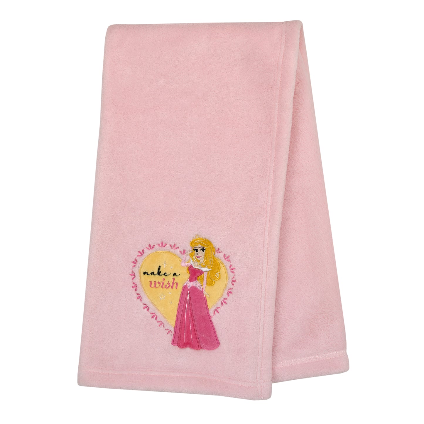 Disney Make A Wish Princess Pink Heart Aurora Super Soft Baby Blanket