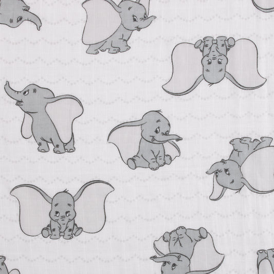 Disney Dumbo Gray and White 3 Piece Muslin Swaddle Baby Blanket Set
