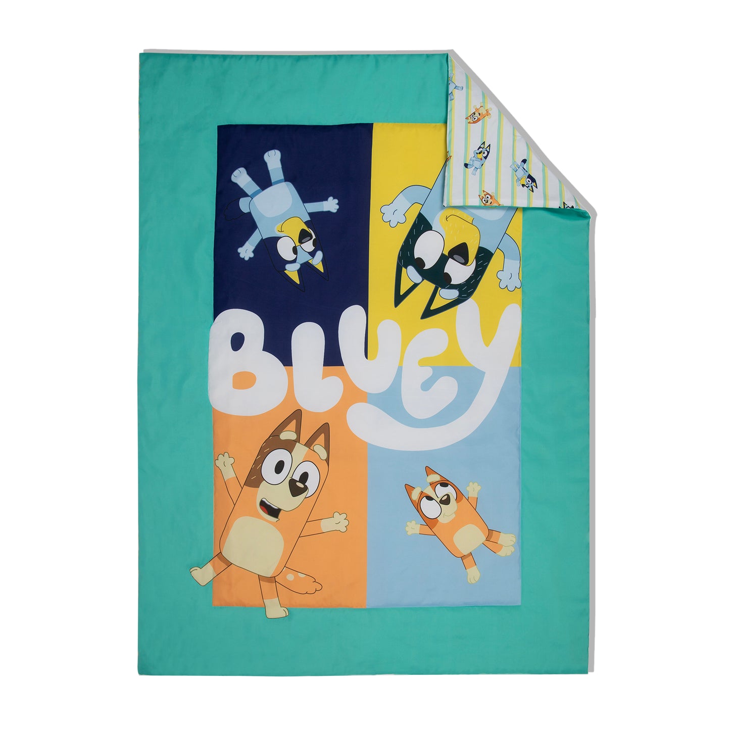 NoJo Bluey 4 Piece Toddler Bed Set - Includes Comforter, Fitted Bottom Sheet, Flat Top Sheet, Reversible Pillowcase