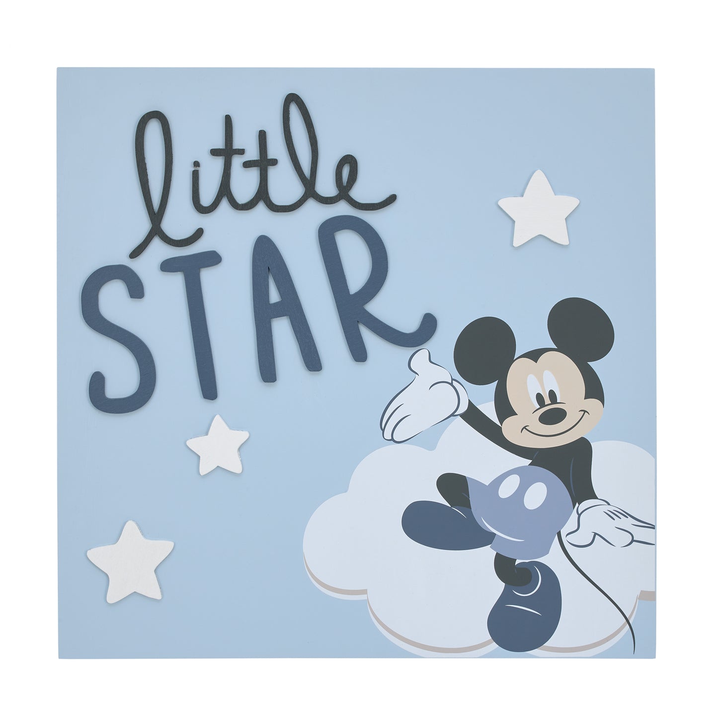 Disney Mickey Mouse Little Star Blue and White Clouds and Stars Wood Wall Décor