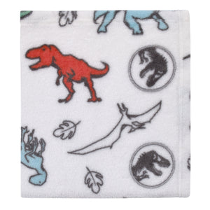 Welcome to the Universe Baby Jurassic World White, Blue, Red and Green Dinosaur Super Soft Baby Blanket