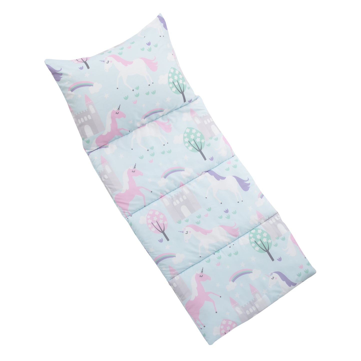 Everything Kids Pink, Light Blue and Lavender Unicorn Deluxe Easy Fold Nap Mat
