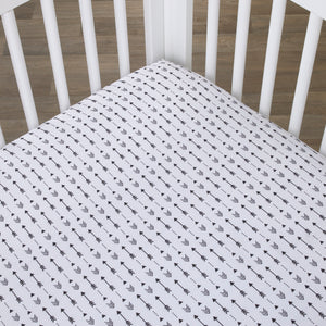 Little Love by NoJo Little Man Cave Ivory and Black Arrows Nursery Fitted Crib Sheet